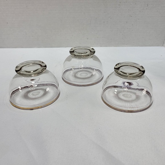 MCM Serving Dinnerware Gold Trim Glass Sherbet Sorbet Dessert Glasses Set of 3 - Picture 3 of 10